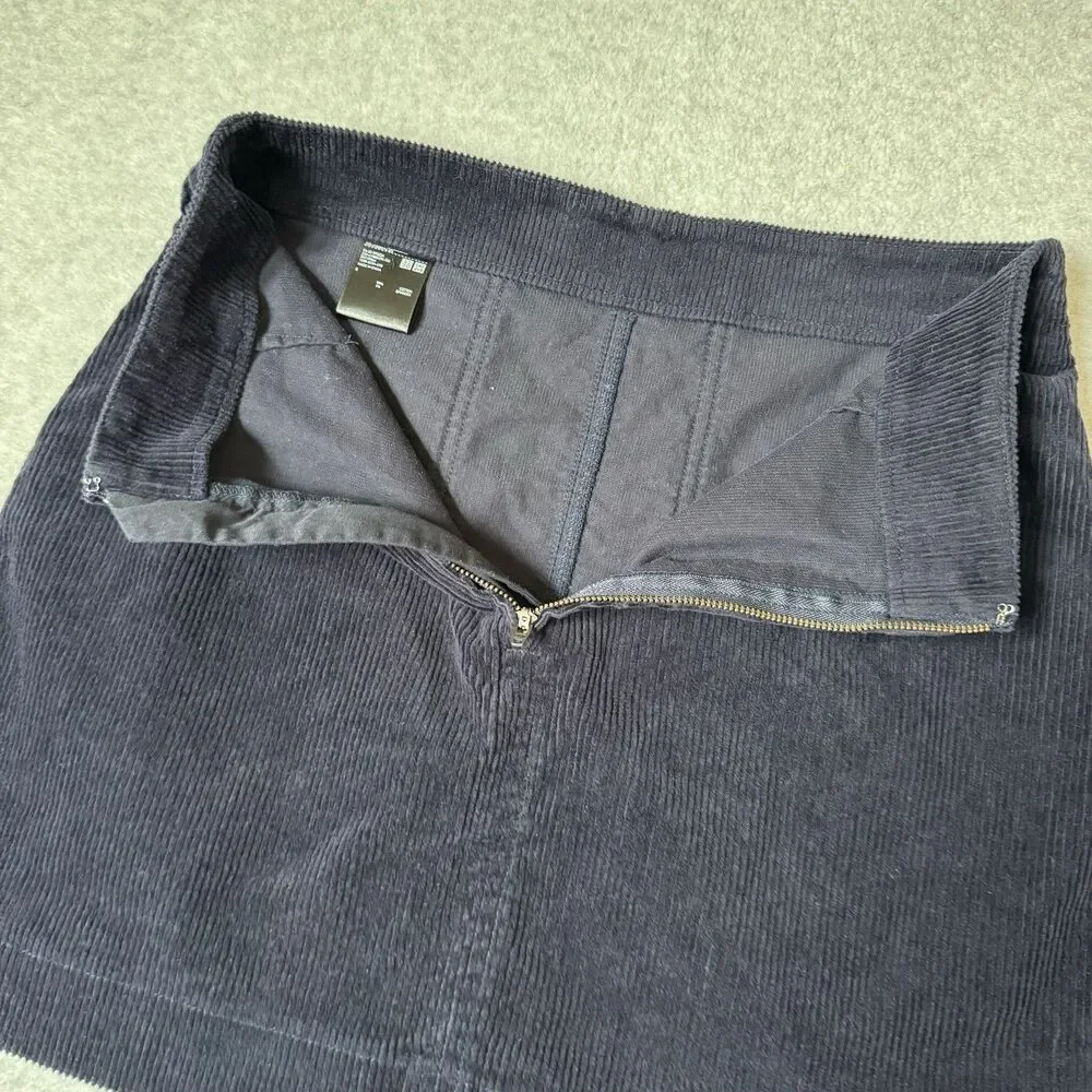 Uniqlo Corduroy Mini Skirt Women 6 Blue Navy Textured Pockets